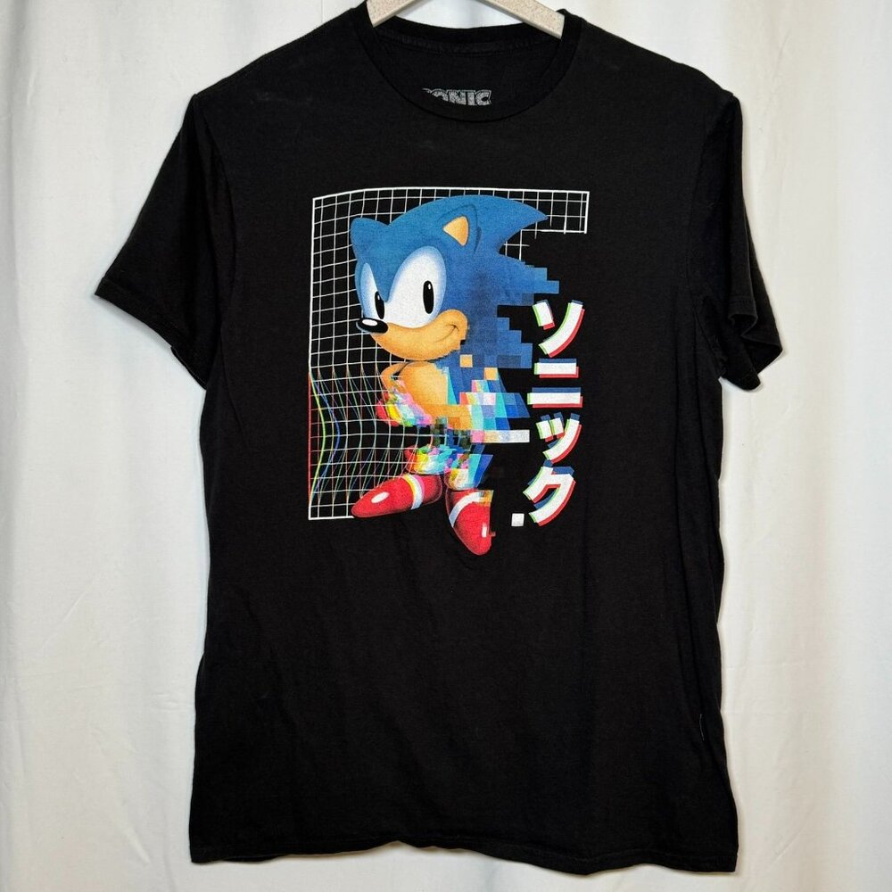 Sonic the Hedgehog Glitch T-shirt Size Medium  Black 100& Cotton Sonic the Hedge